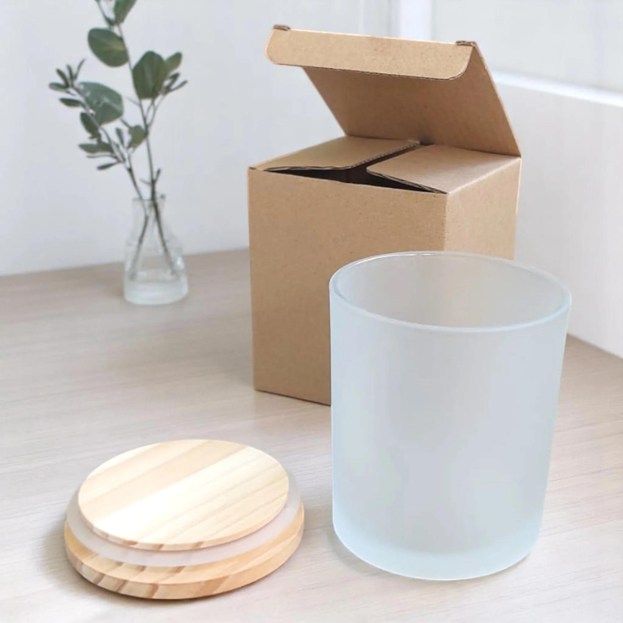 Bicchieri di vetro smerigliato con coperchio legno - Image 10