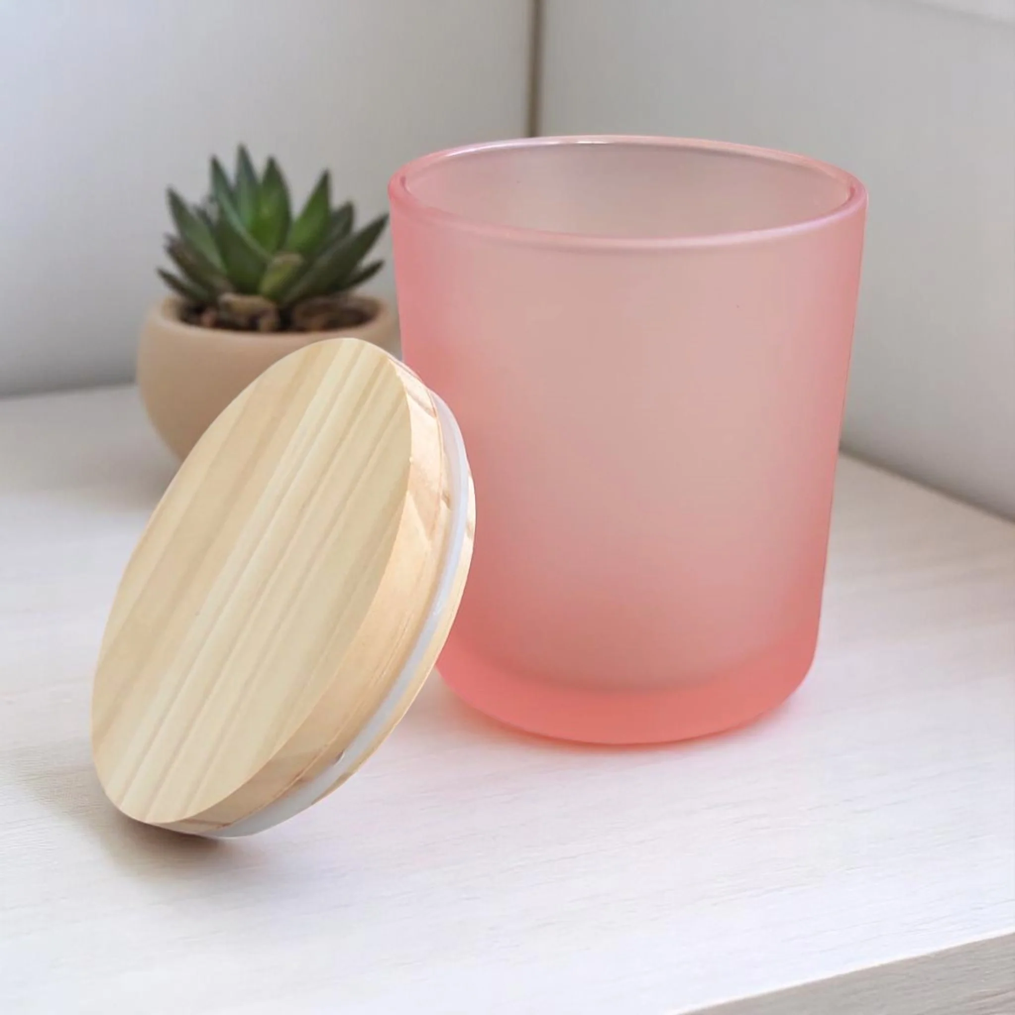 Bicchieri di vetro smerigliato con coperchio legno - Image 11