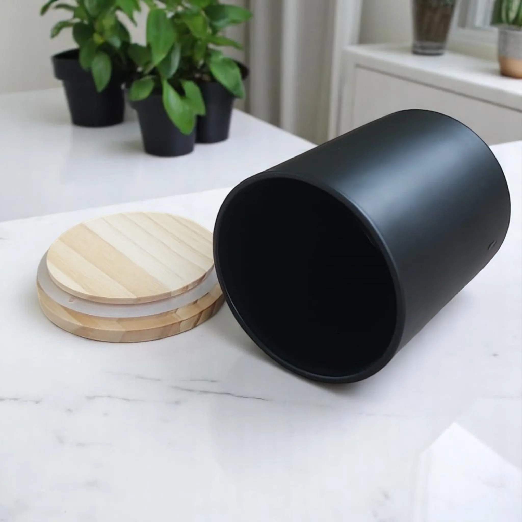 Bicchieri di vetro smerigliato con coperchio legno - Image 6