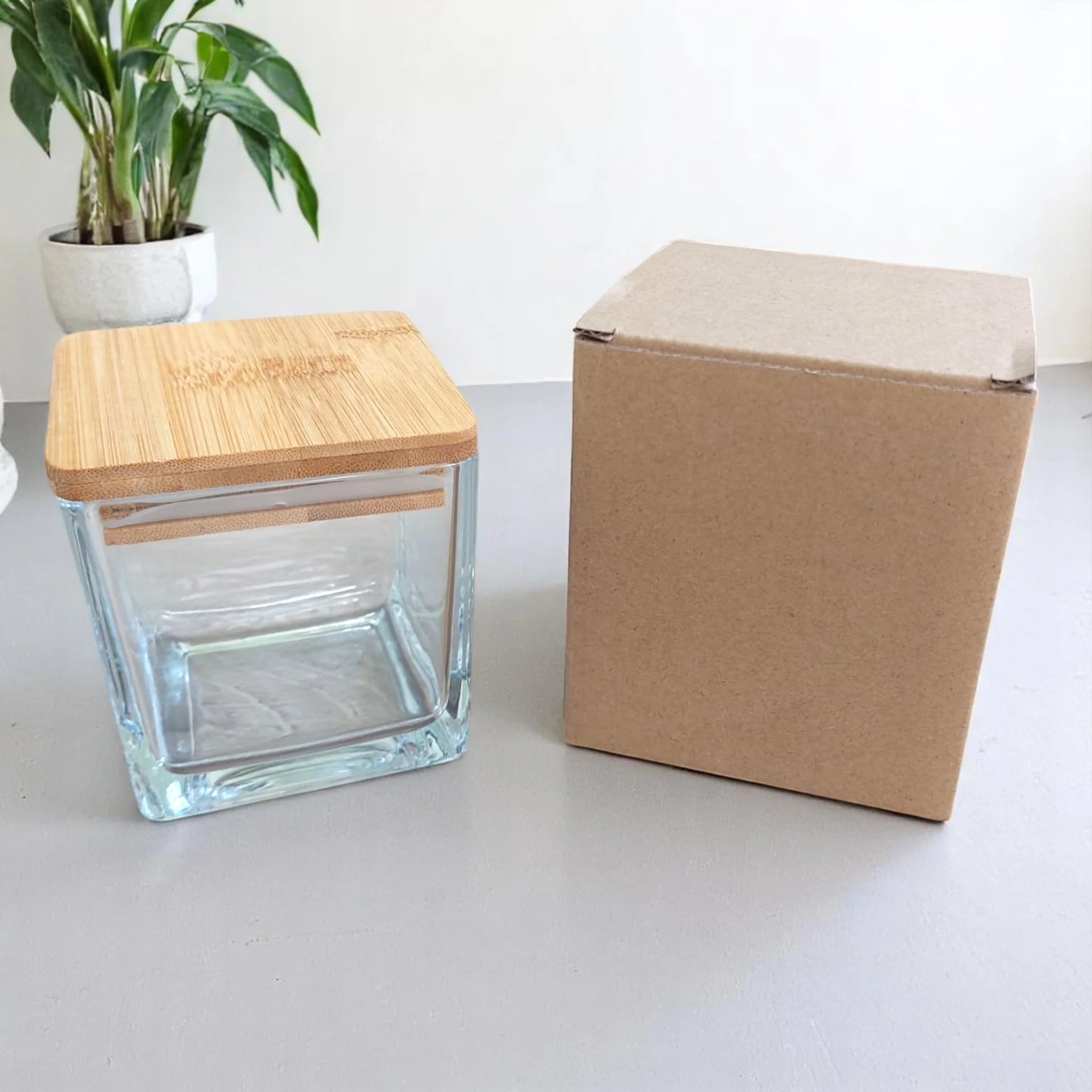 Bicchieri di vetro quadrati con coperchio bamboo - Image 7