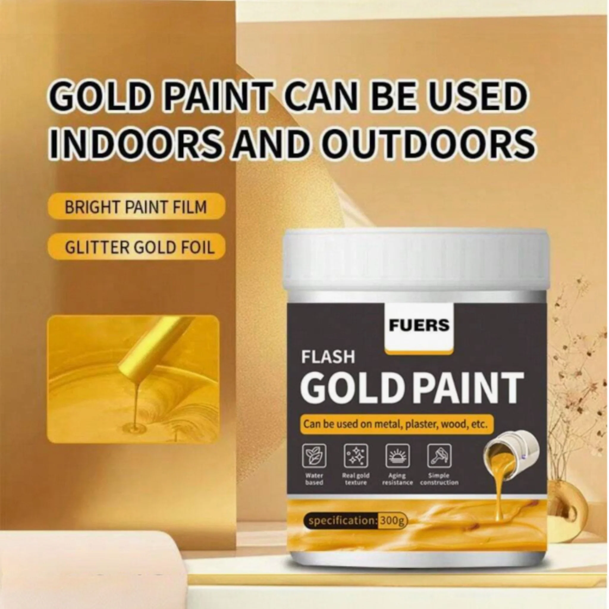 Pittura acrilica Oro 300ml - Image 2