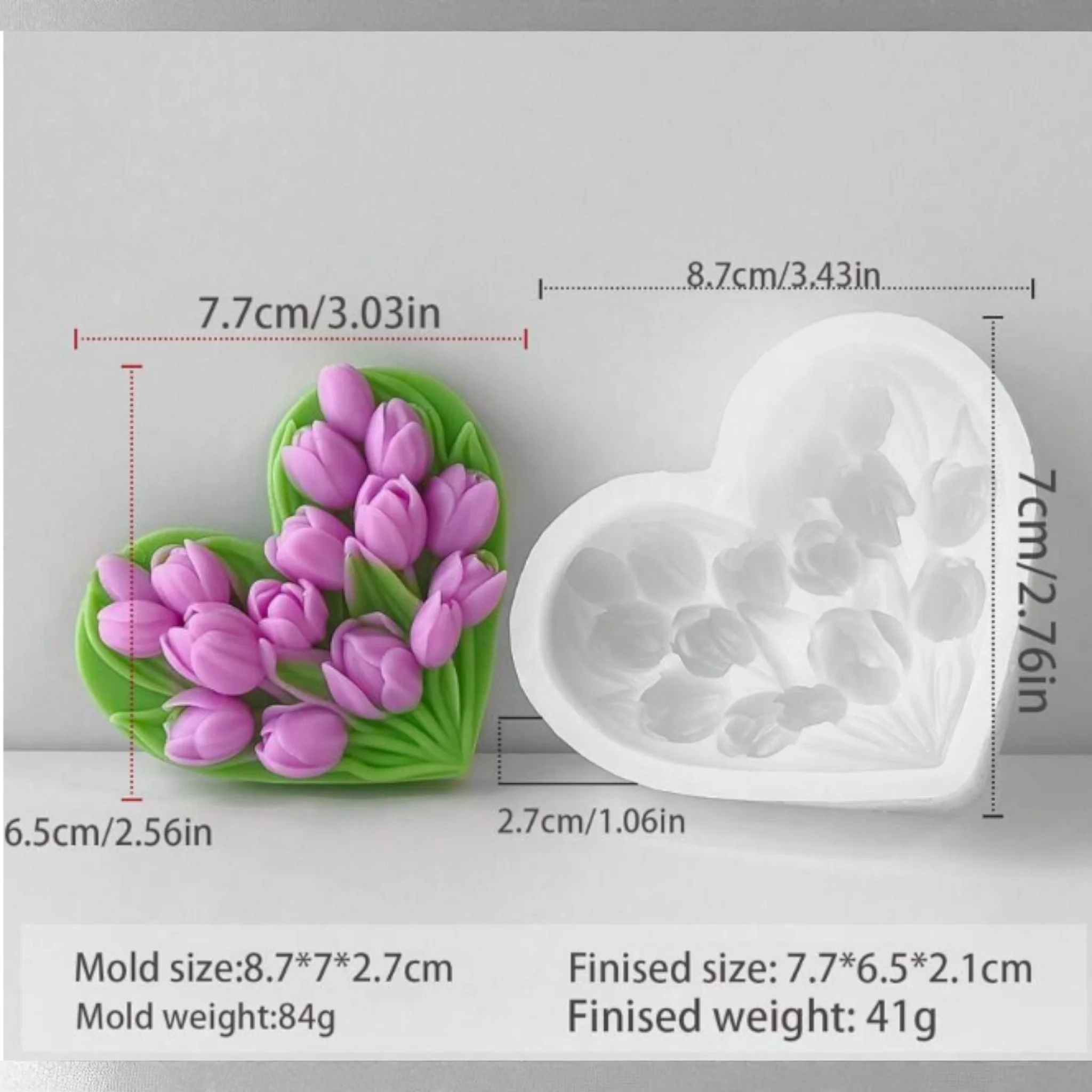 Stampo in silicone Cuore di tulipani - Image 3