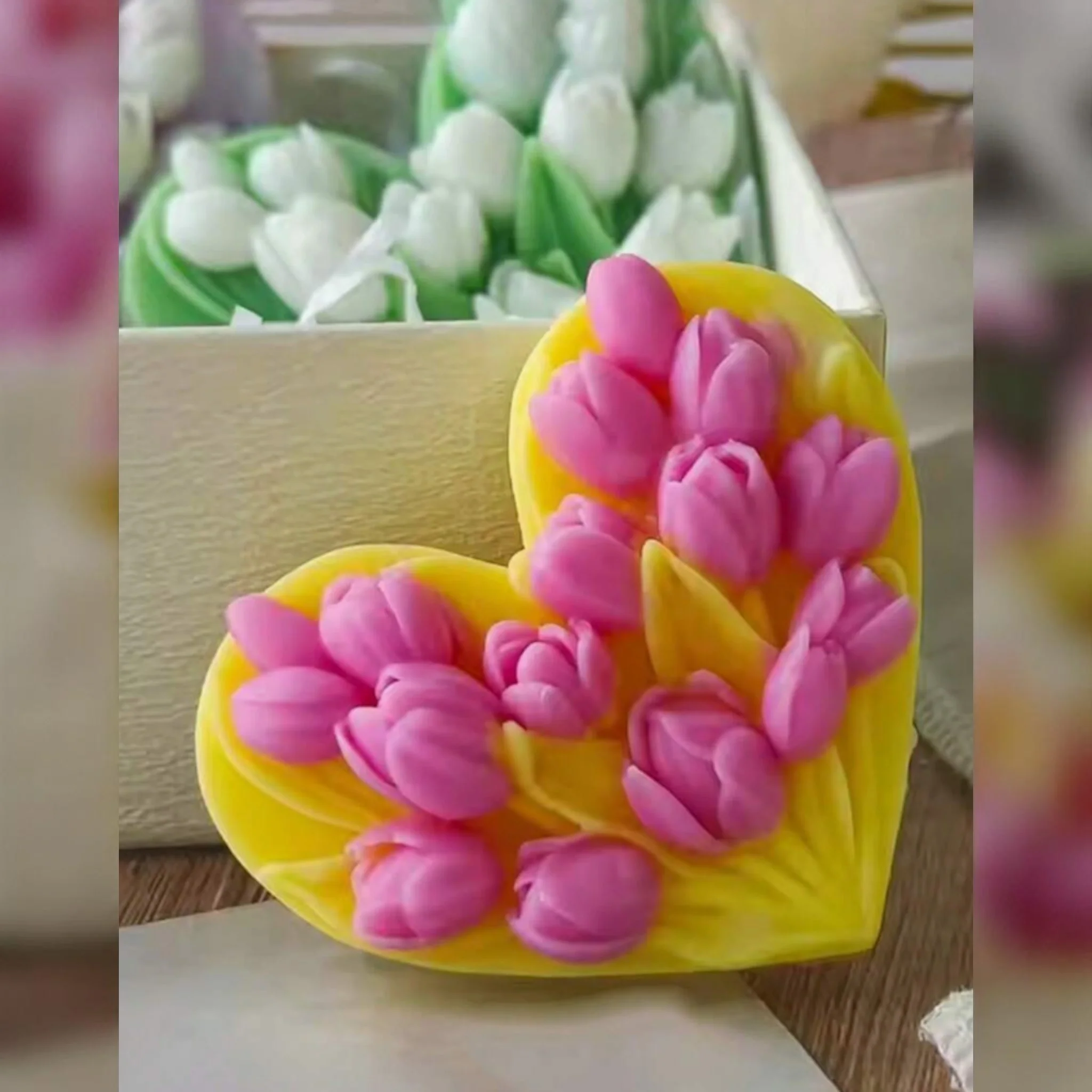 Stampo in silicone Cuore di tulipani - Image 4