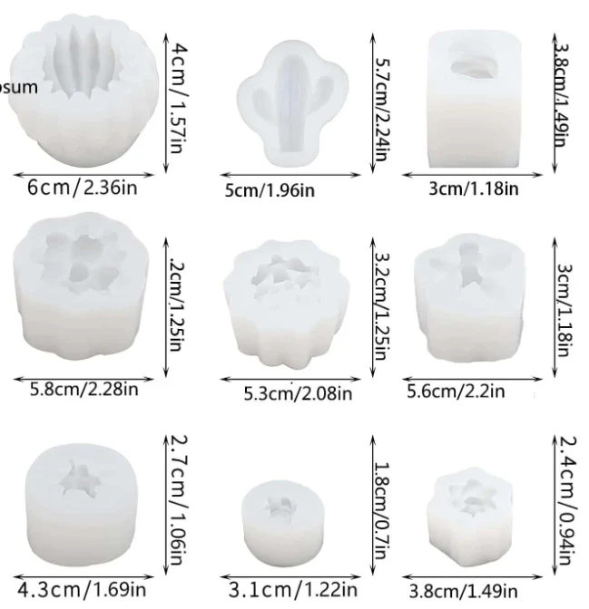 Stampo in Silicone Piantine grasse/Cactus Set 9 pz - Image 2