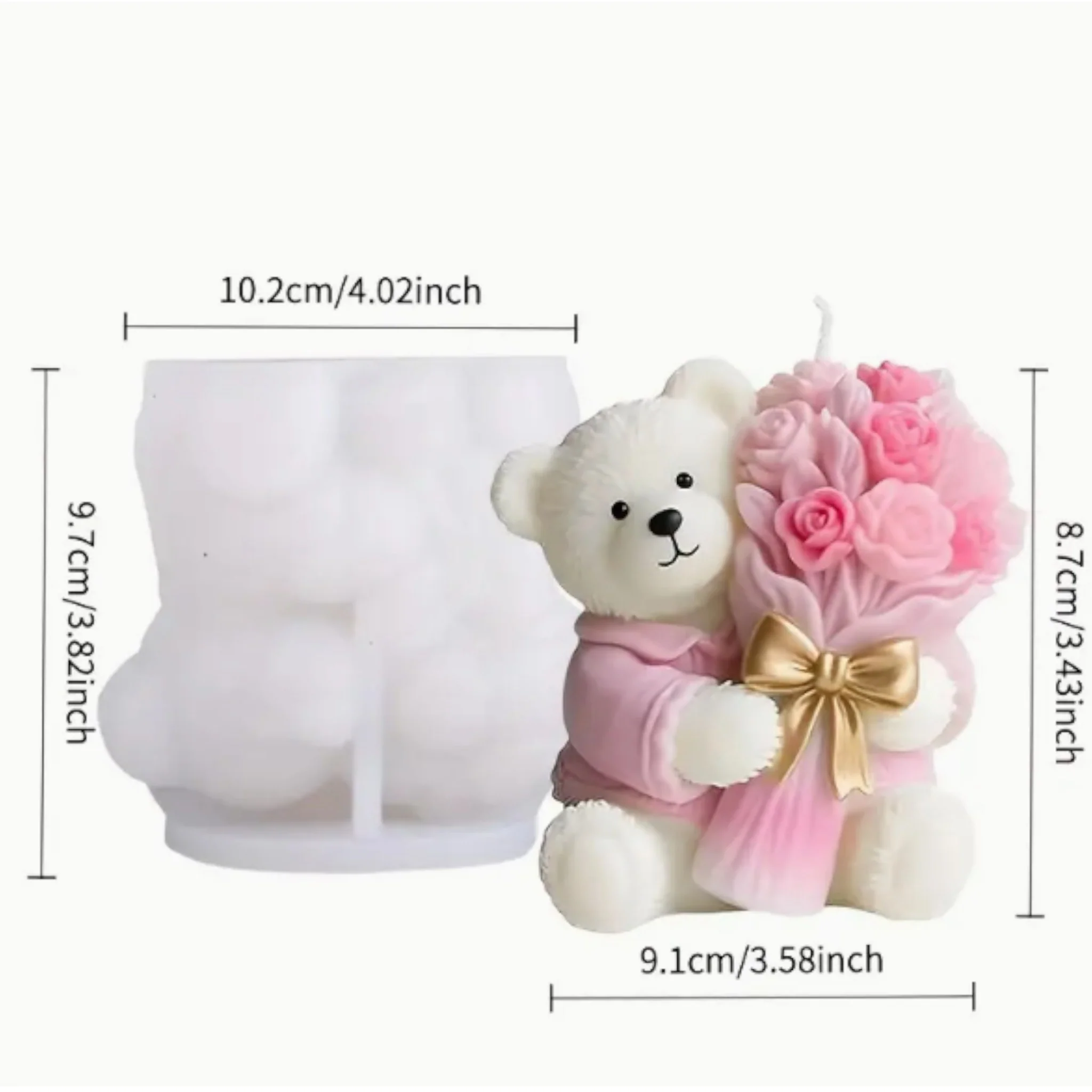 Stampo in silicone Orso Peluche con fiori - Image 2
